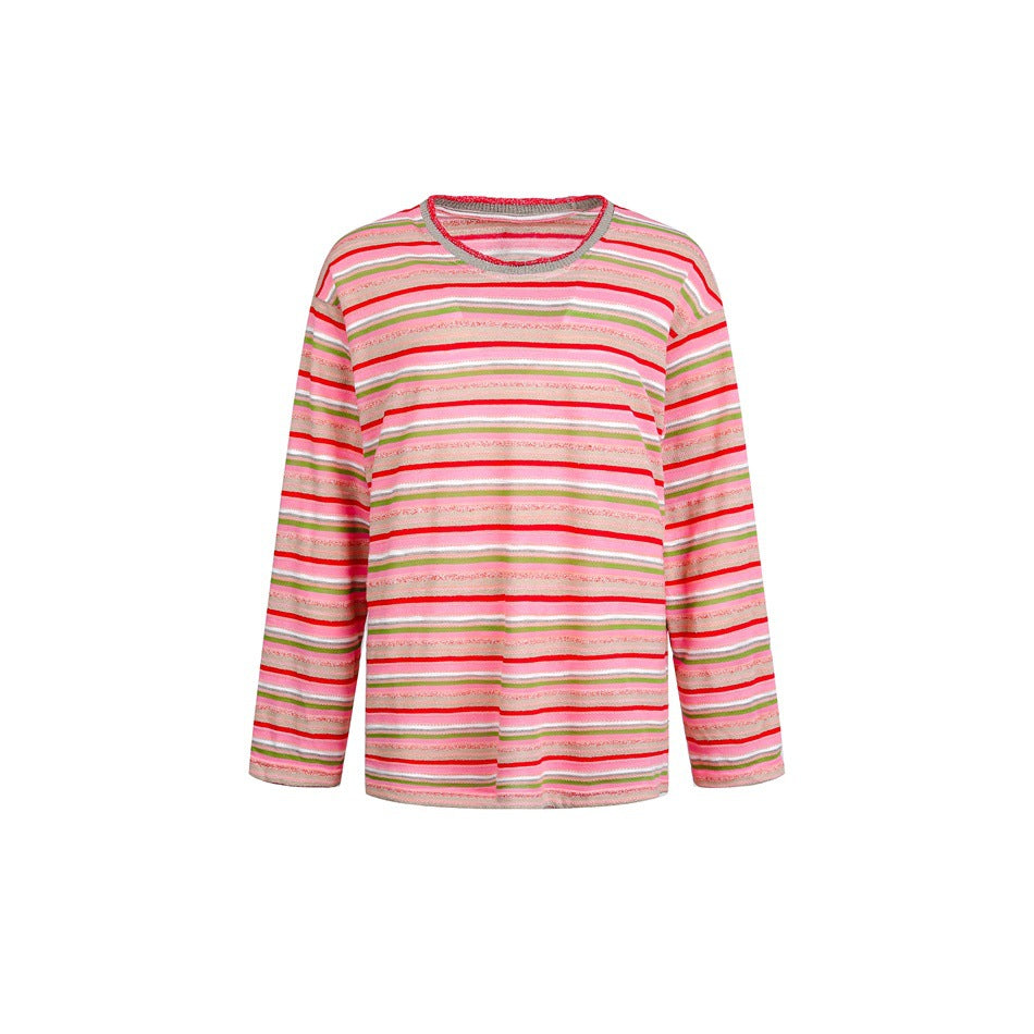 Damen Gestreiftes Feinstrick-Langarmshirt im Relaxed-Fit mit Rundhals Shop Nory