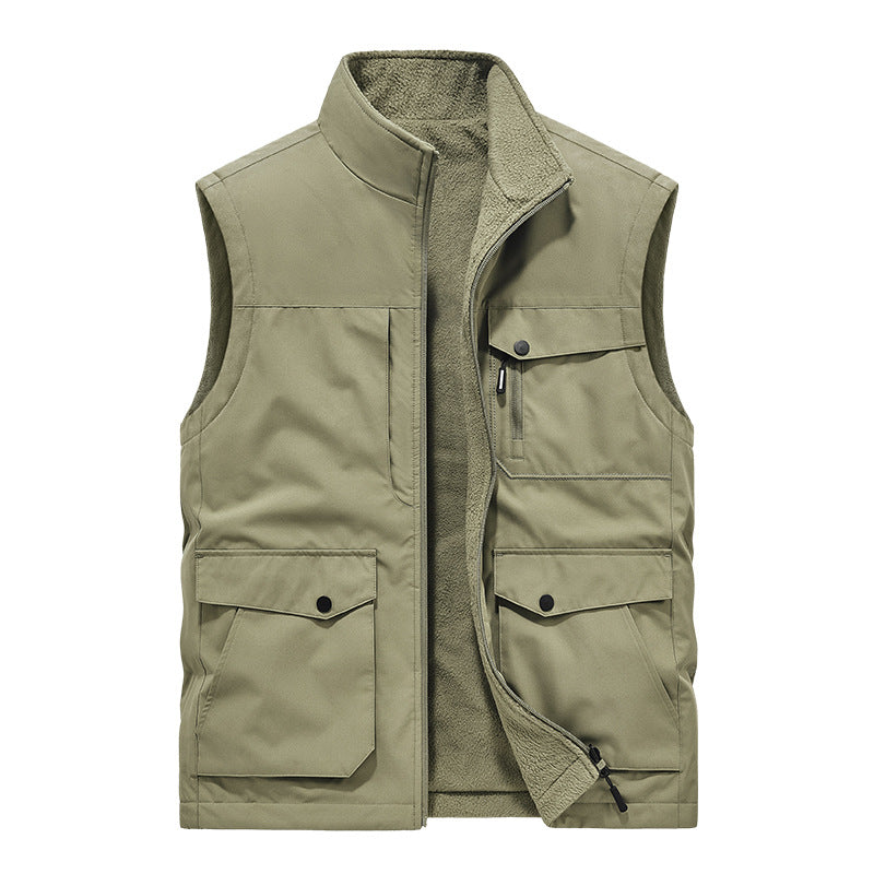 Herren Multifunktionale Utility-Weste mit Fleece-Innenfutter und Mehrfach-Taschen Shop Nory