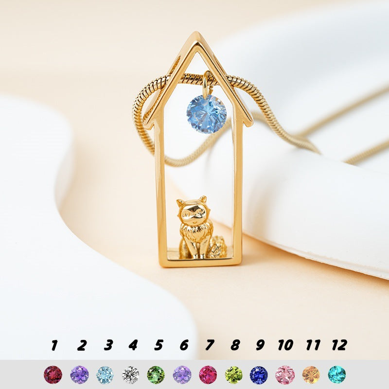 Damen Anhänger mit Katzenmotiv und funkelndem Kristall Shop Nory