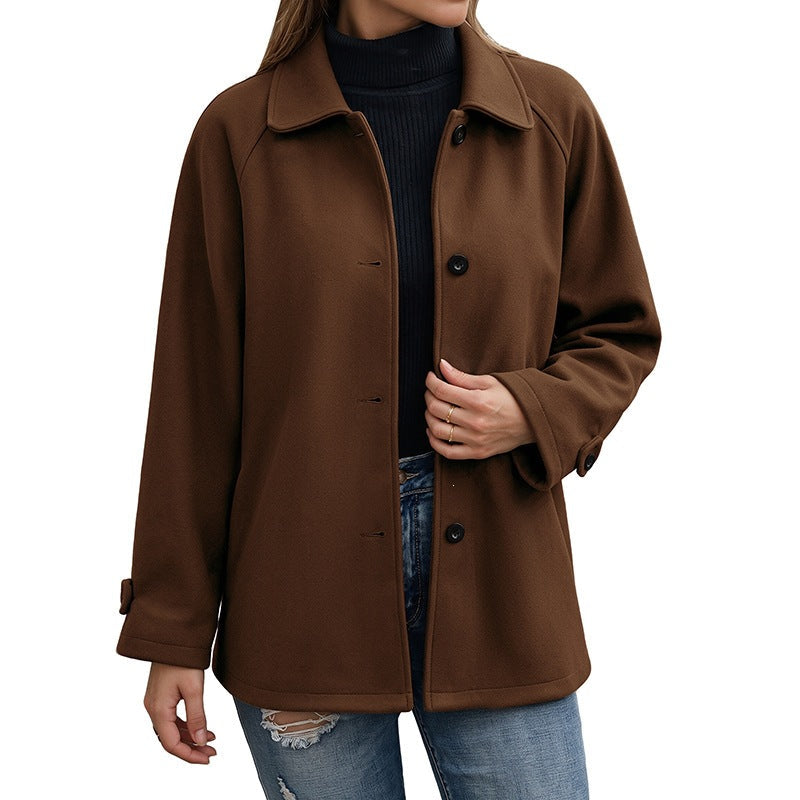 Damen Kurzmantel aus Wollmix mit Hemdkragen und geradem Schnitt Shop Nory