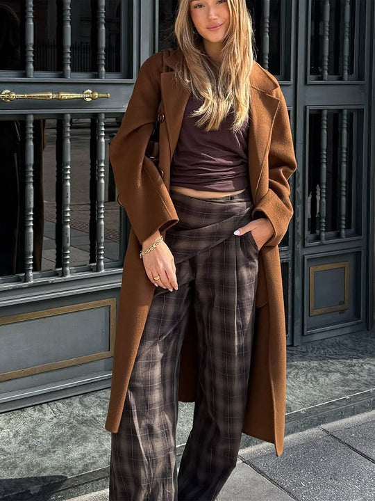 Damen Langer Wollmix-Mantel mit Oversize-Schnitt und weitem Revers Shop Nory