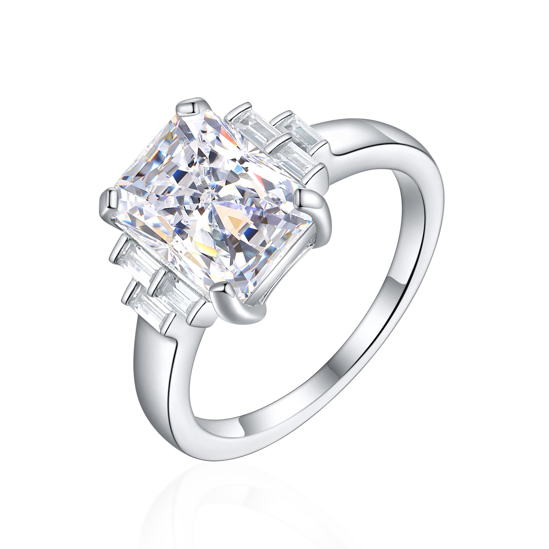 Damen Ring mit großem, rechteckigem Edelstein und funkelnden Akzenten Shop Nory