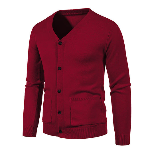Herren Strickjacke mit V-Ausschnitt und praktischen Taschen