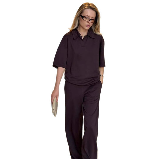 Damen Loungewear-Set mit offenem Polokragen und weiter Komforthose Shop Nory