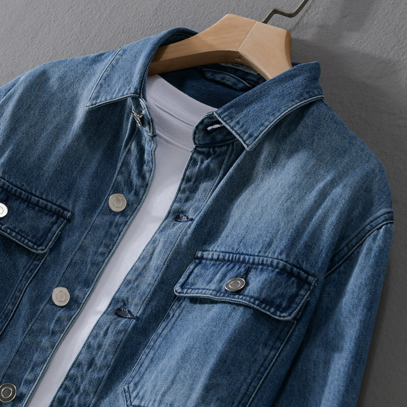 Herren Denim-Utility-Hemdjacke mit Brusttaschen und legerer Passform Shop Nory
