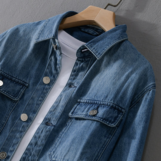 Herren Denim-Utility-Hemdjacke mit Brusttaschen und legerer Passform Shop Nory