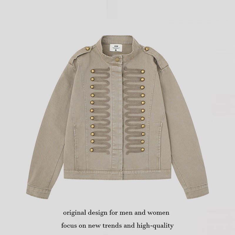 Damen militärisch inspirierte Übergangsjacke mit Kordelverzierung und Epauletten Shop Nory