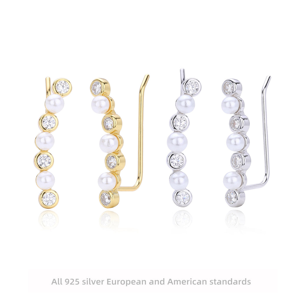 Damen Ohrstecker mit eleganter Perlen- und Zirkon-Verzierung Shop Nory