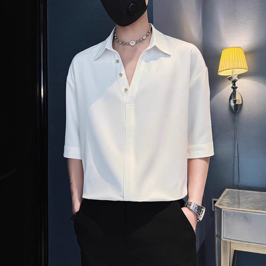 Herren Modisches Kurzarm-Hemd mit Knopfleiste Shop Nory