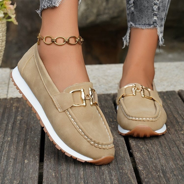 Damen Loafer im Mokassinstil mit profilierter Gummisohle und goldener Horsebit-Applikation Shop Nory