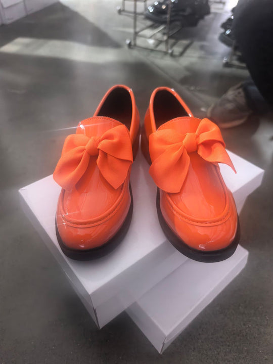 Damen Loafer mit Karo‑Muster und Schleifenapplikation Shop Nory