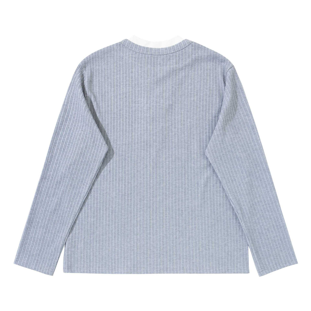 Unisex Feinstrukturierter Rippsweater mit Henley-Ausschnitt Shop Nory