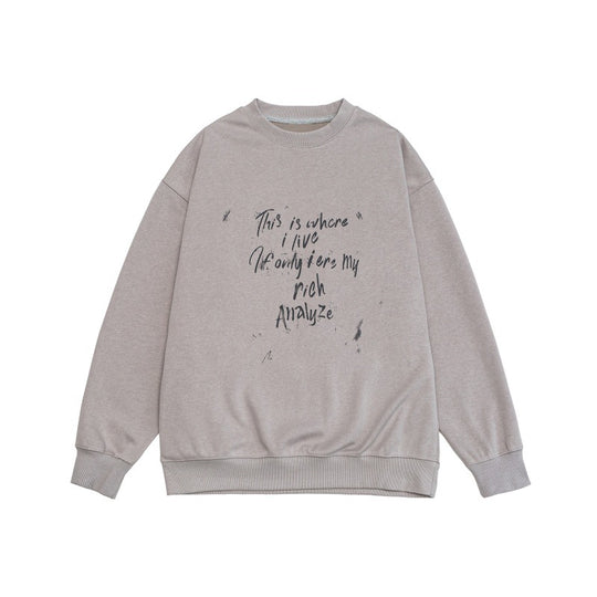 Unisex Lockeres Oversize-Sweatshirt mit verwaschenem Script‑Print, gerippten Bündchen und Relaxed‑Fit Shop Nory