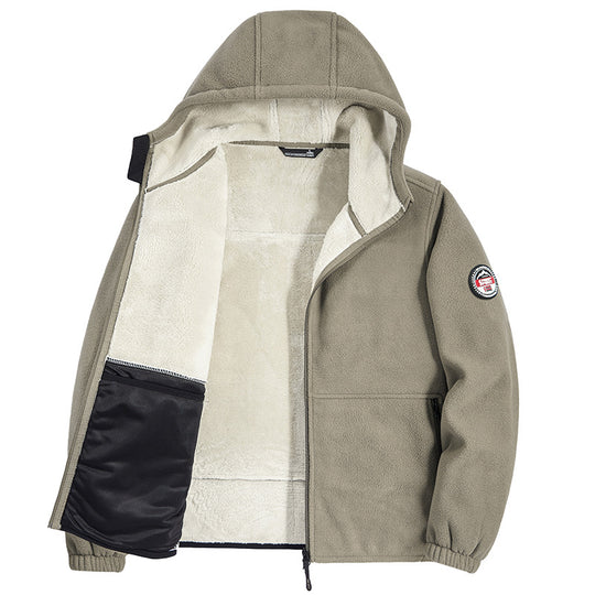 Herren Fleecejacke mit Kapuze und Teddy-Innenfutter Shop Nory