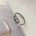 Damen trendiger Silberschmuckring mit buntem Kristall-Design Shop Nory