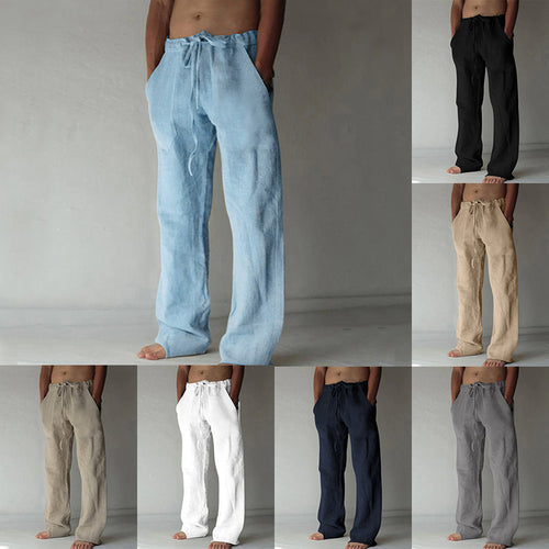 Herren nan lockere Leinenhose mit weitem Bein und Kordelzugbund Shop Nory