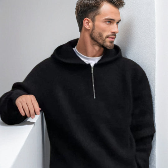Herren Kapuzen-Halbzip-Pullover aus weichem Strukturstrick Shop Nory