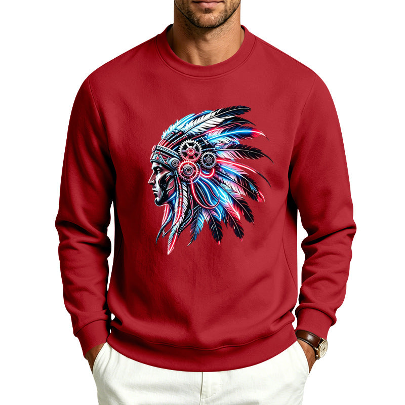 Herren Sweatshirt mit detailreichem Federschmuck-Print Shop Nory