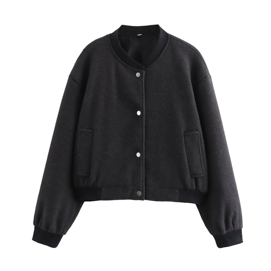Damen Cropped-Bomberjacke im Boxy-Schnitt mit Druckknopfleiste und Eingrifftaschen Shop Nory