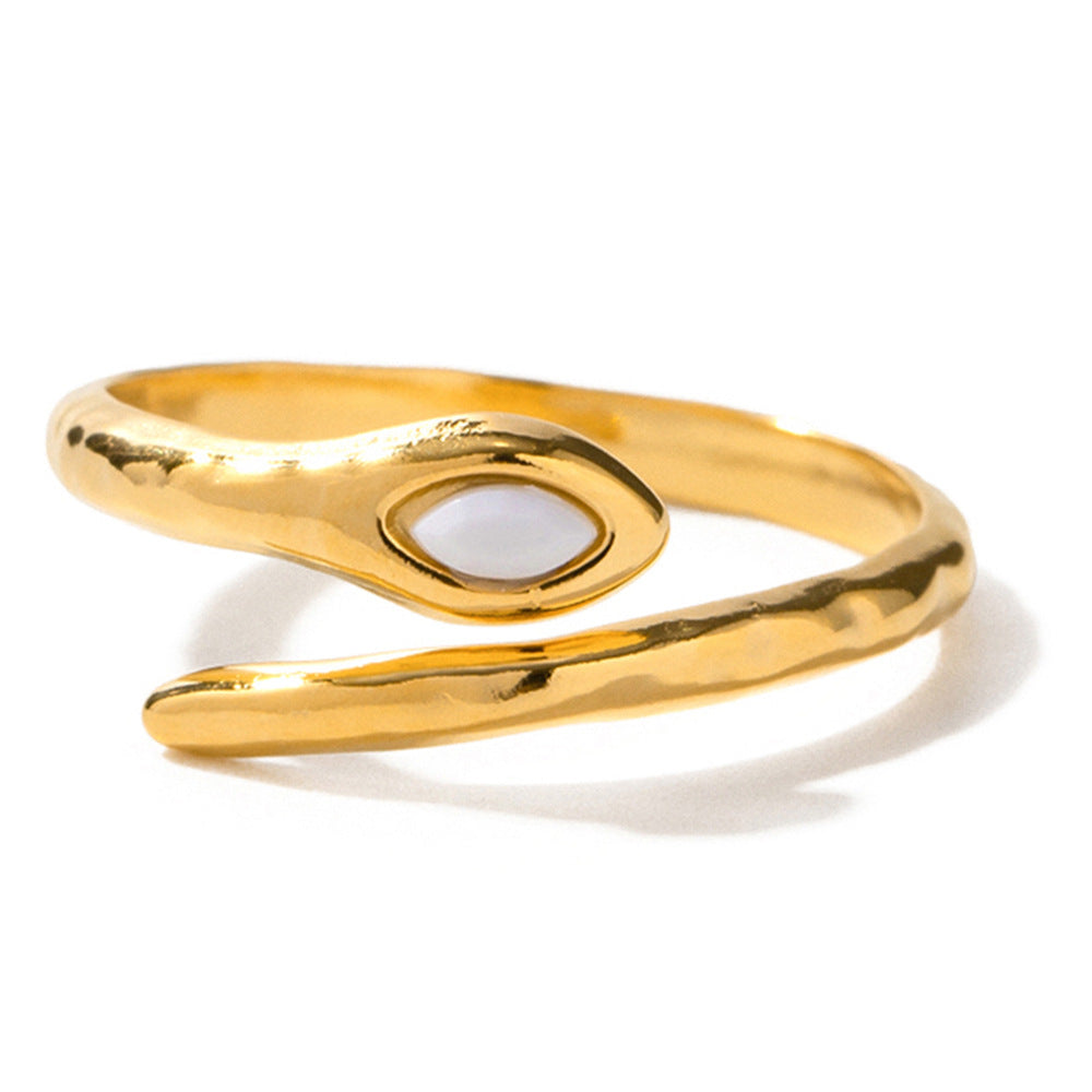 Damen Offener Ring mit elegantem Wellen-Design und hochwertigem Einsatz Shop Nory