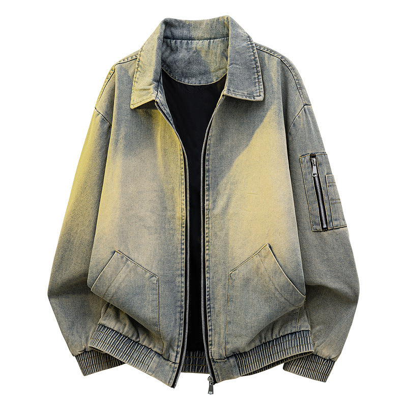 Herren Oversize Jeans‑Bomberjacke mit Used‑Waschung und Reißverschluss‑Ärmeltasche Shop Nory