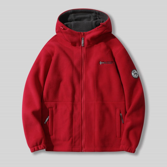 Herren Fleece-Kapuzenjacke mit Teddyfutter, durchgehendem Reißverschluss und Utility-Taschen Shop Nory