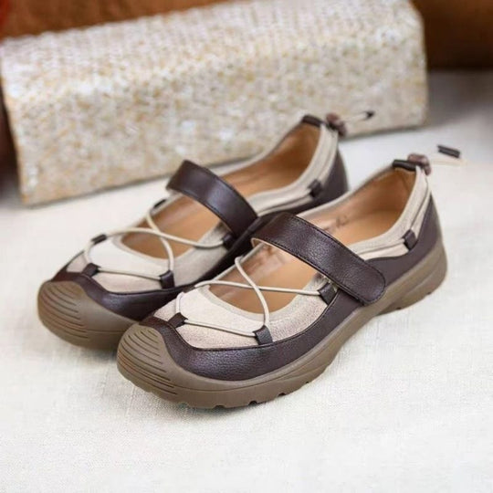 Damen Bequeme Mary-Jane-Sneaker mit Klettverschluss, elastischer Schnürung und profilierter Gummisohle Shop Nory