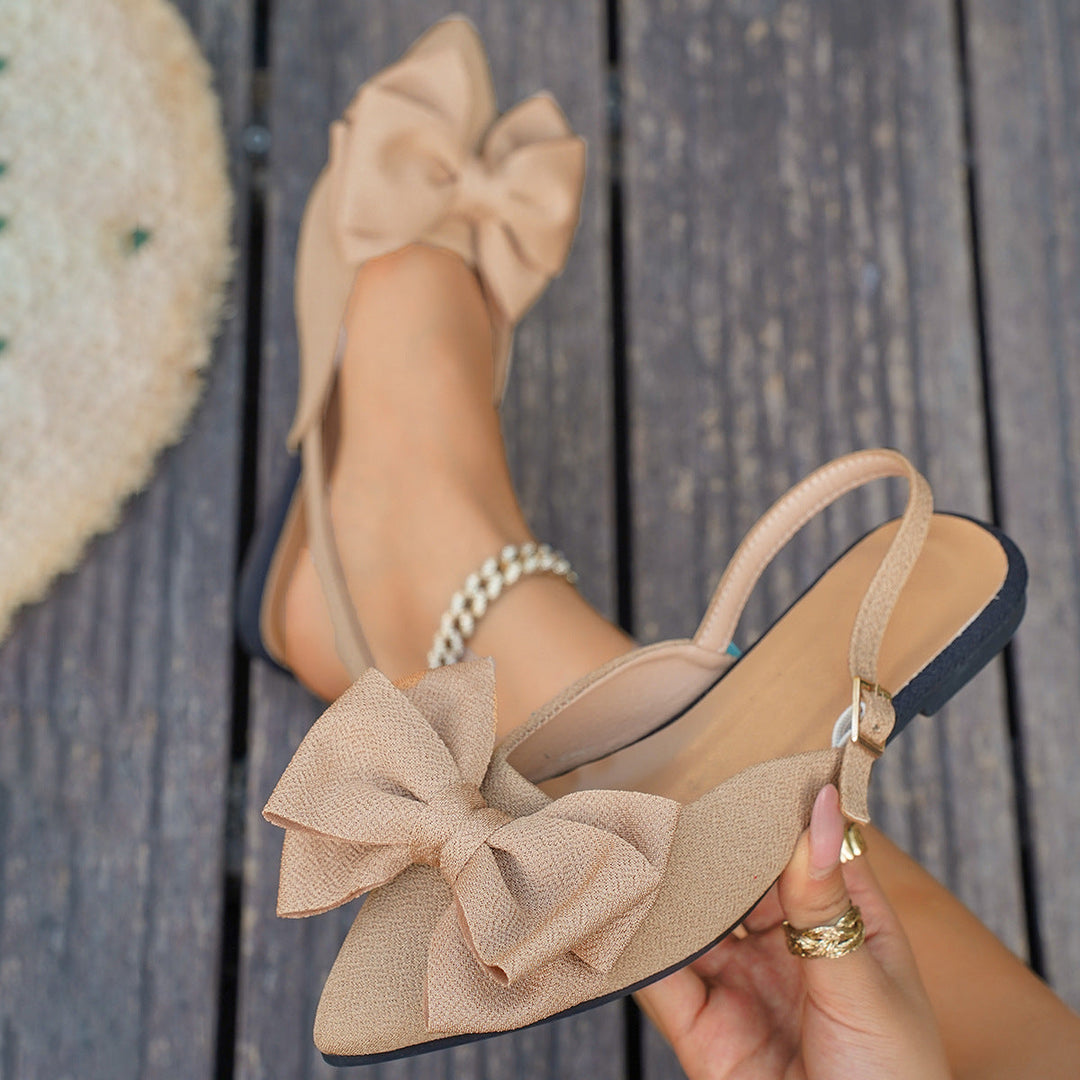 Damen Slingback-Ballerinas mit festem Schleifen-Design und atmungsaktiver Sohle