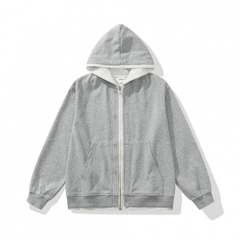 Unisex Oversize-Kapuzenjacke mit Doppelverschluss, Fleece-Innenfutter und Kängurutaschen Shop Nory