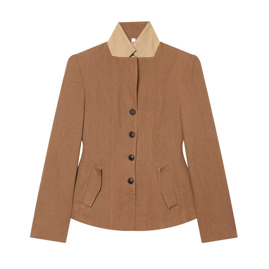 Damen Taillierte Woll-Reitjacke mit Stehkragen und Pattentaschen Shop Nory
