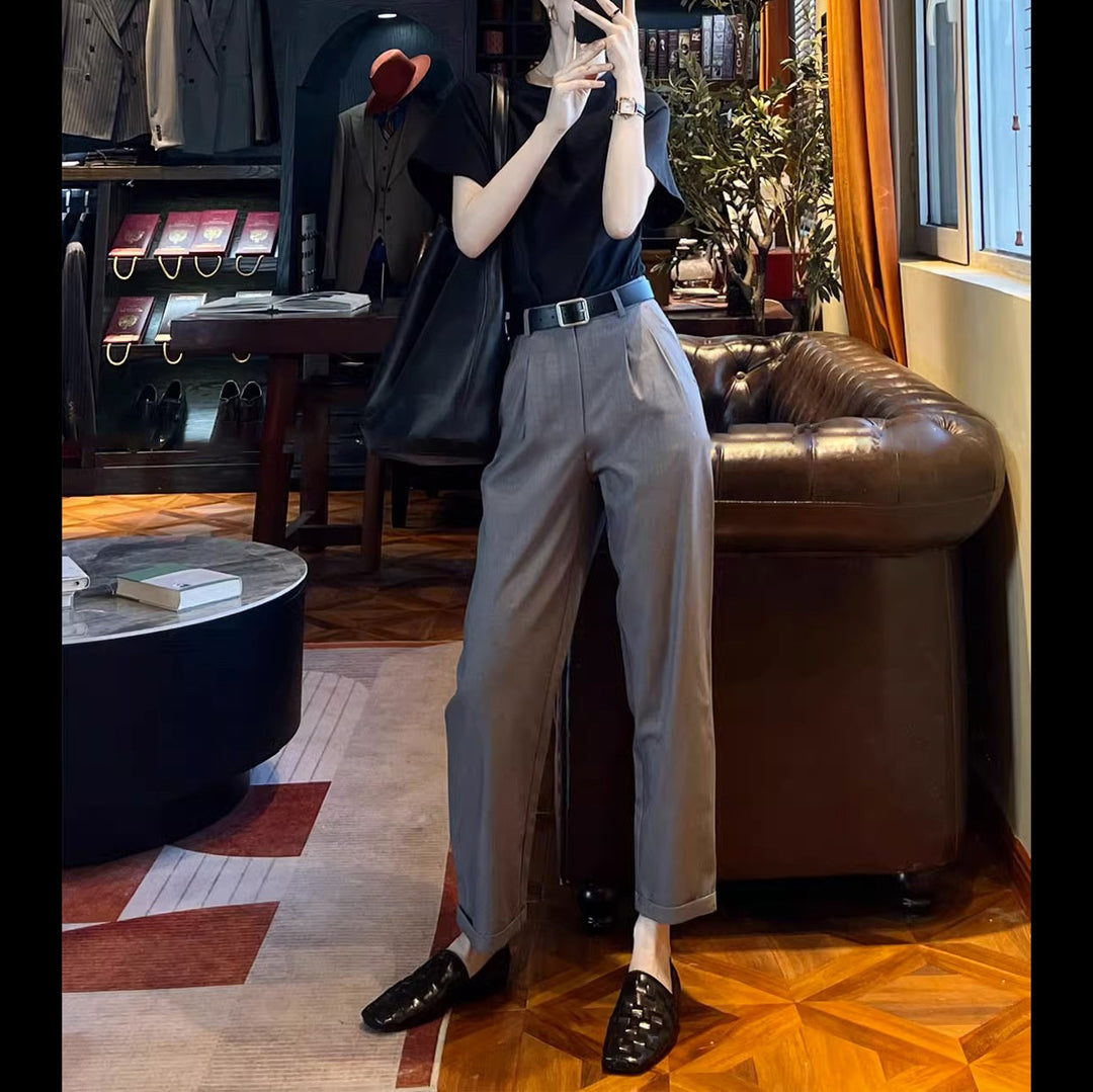 Damen weite Stoffhose mit eleganten Falten Shop Nory