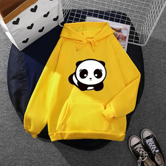 Damen nan kuscheliger Oversize-Kapuzenpullover im Streetwear-Cut mit Kängurutasche und niedlicher Panda-Motivstickerei Shop Nory
