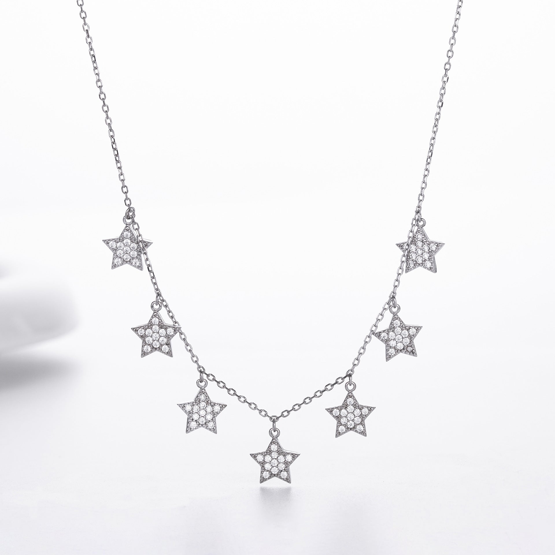 Damen Halskette mit funkelnden Stern-Anhängern aus 925 Sterling Silber Shop Nory