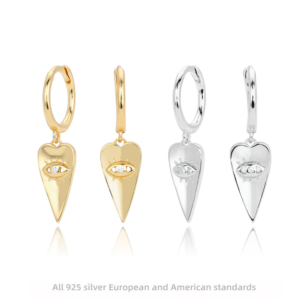 Damen Ohrringe mit herzförmigem Anhänger und schützendem Augenmotiv Shop Nory