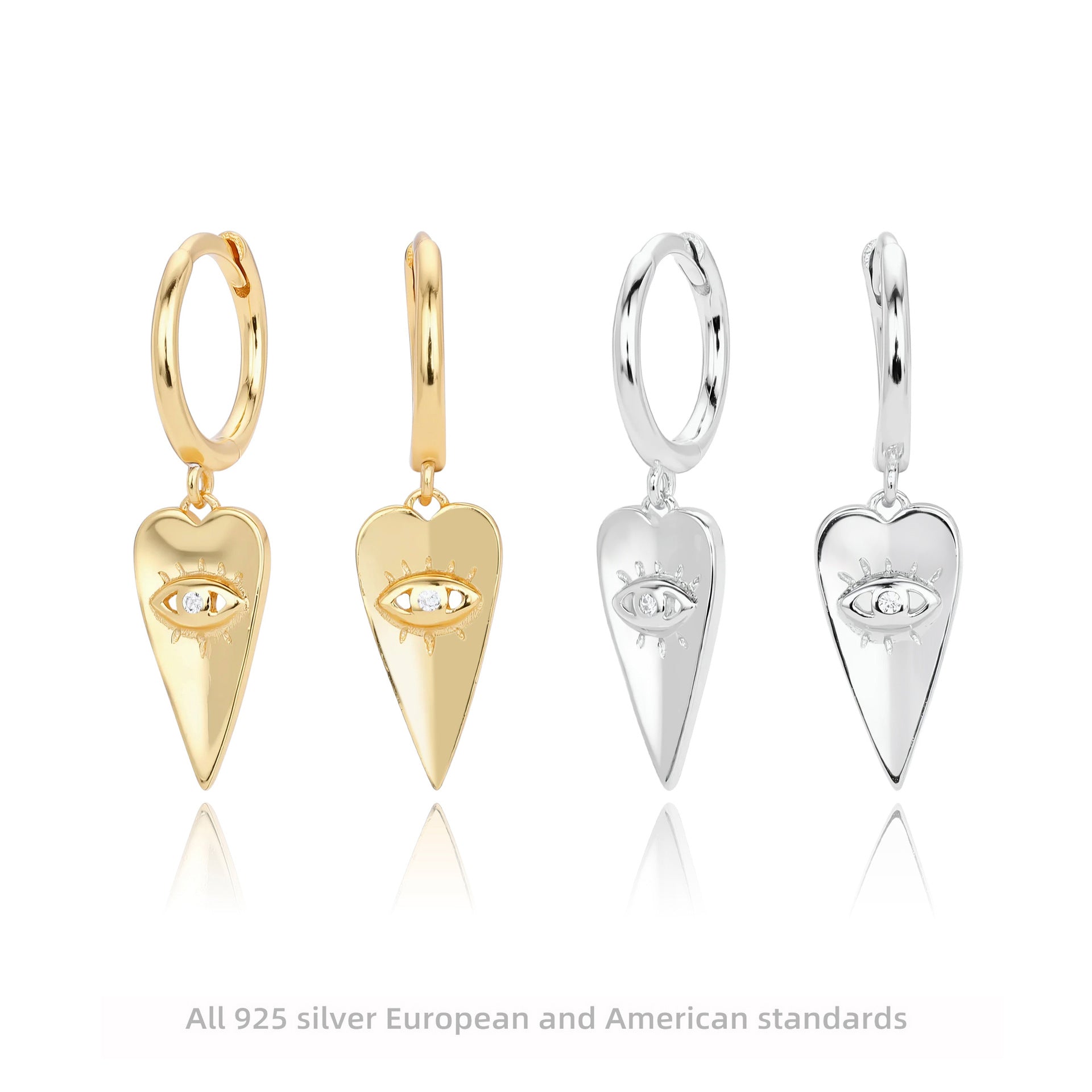 Damen Ohrringe mit herzförmigem Anhänger und schützendem Augenmotiv Shop Nory