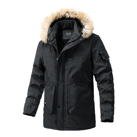 Herren Wärmegefütterte Parka-Jacke mit Kapuze und Teddyfutter Shop Nory