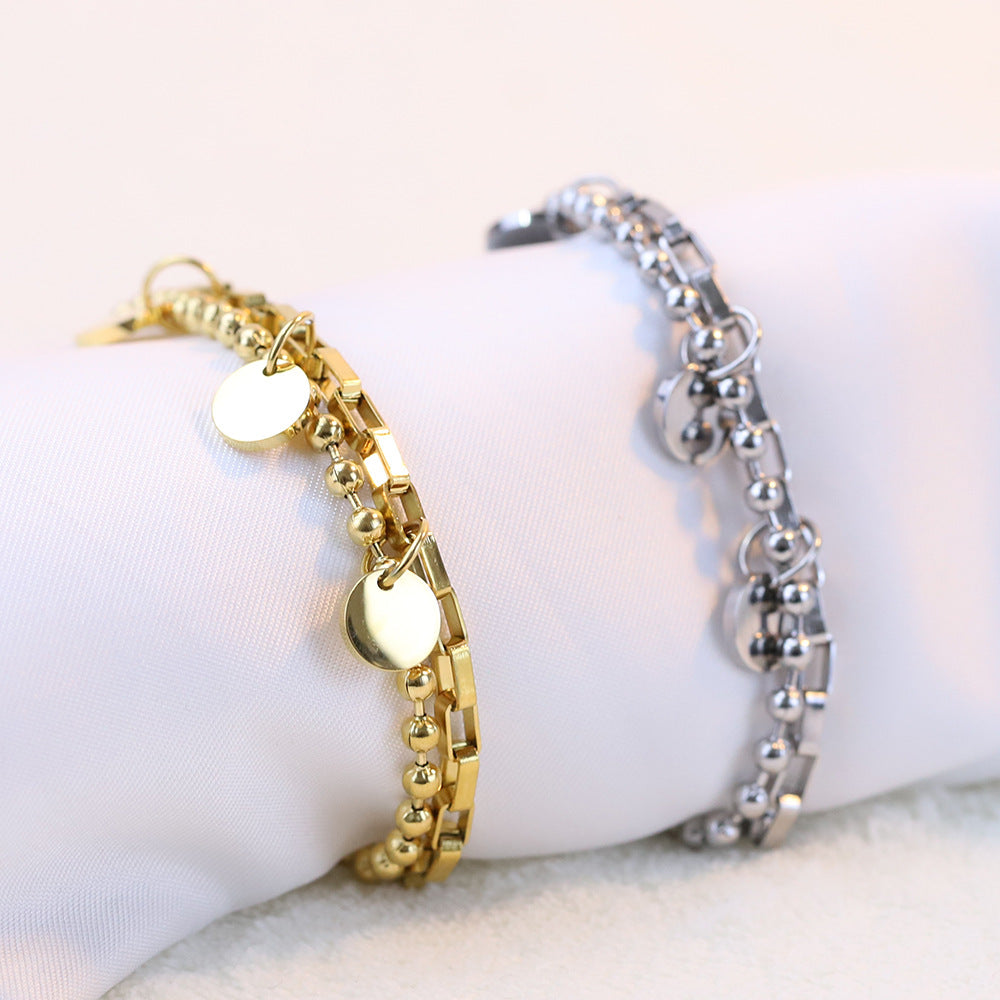 Damen Armband mit trendigem Doppel-Design und Anhängern Shop Nory