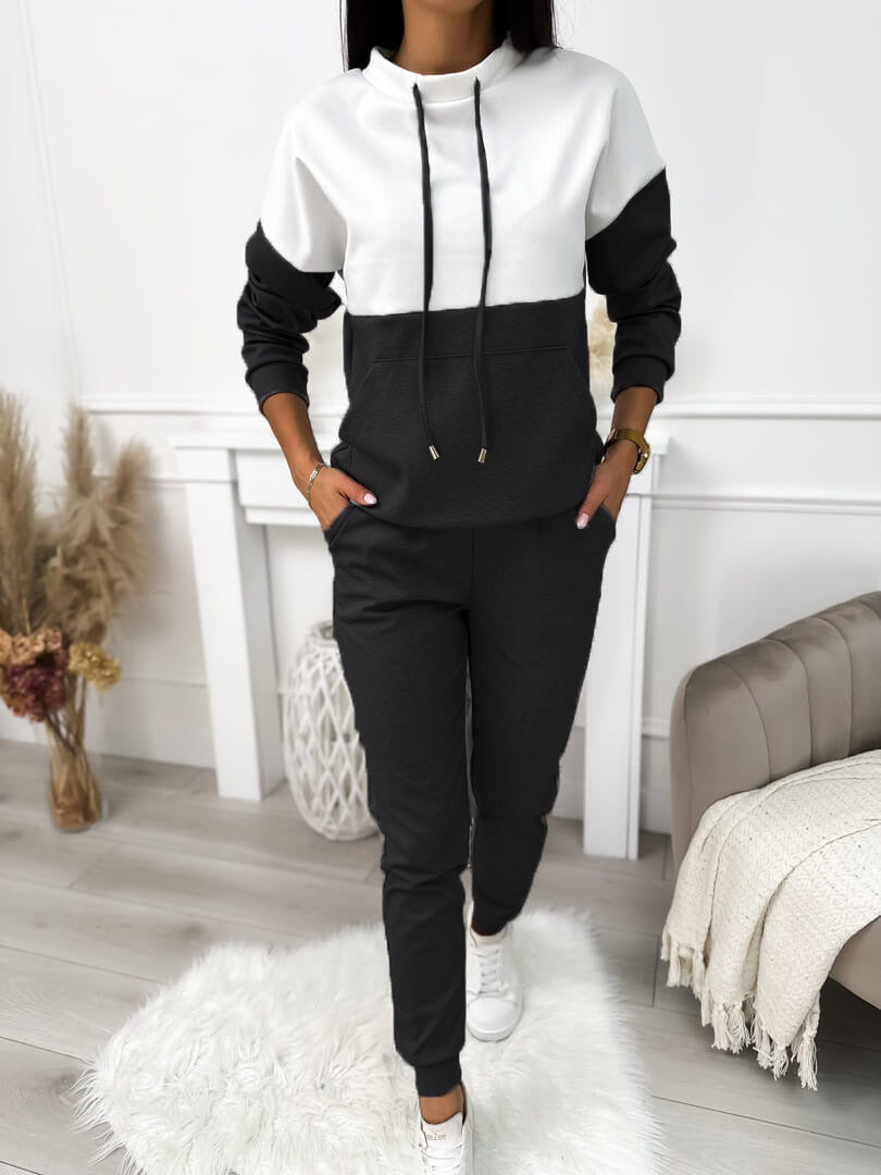 Damen Zweiteiliges Loungewear‑Set mit Stehkragen, Kängurutasche und schmaler Jogginghose Shop Nory