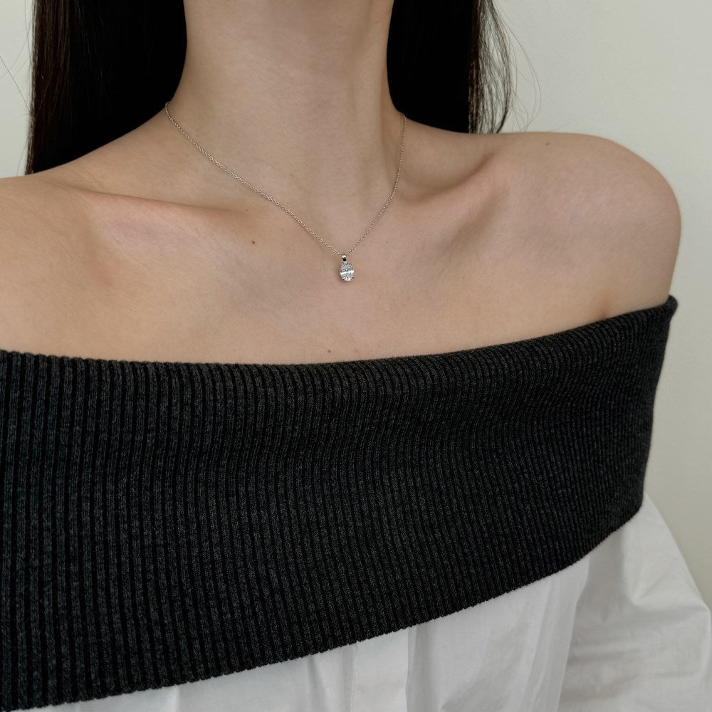 925 Sterling Silver Zircon Kabelkette Beschichtung Geometrische Anhänger Halskette | Shop Nory