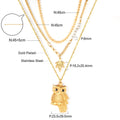 Damen mehrlagige Halskette mit Eulen-Anhänger und goldplattierten Elementen Shop Nory