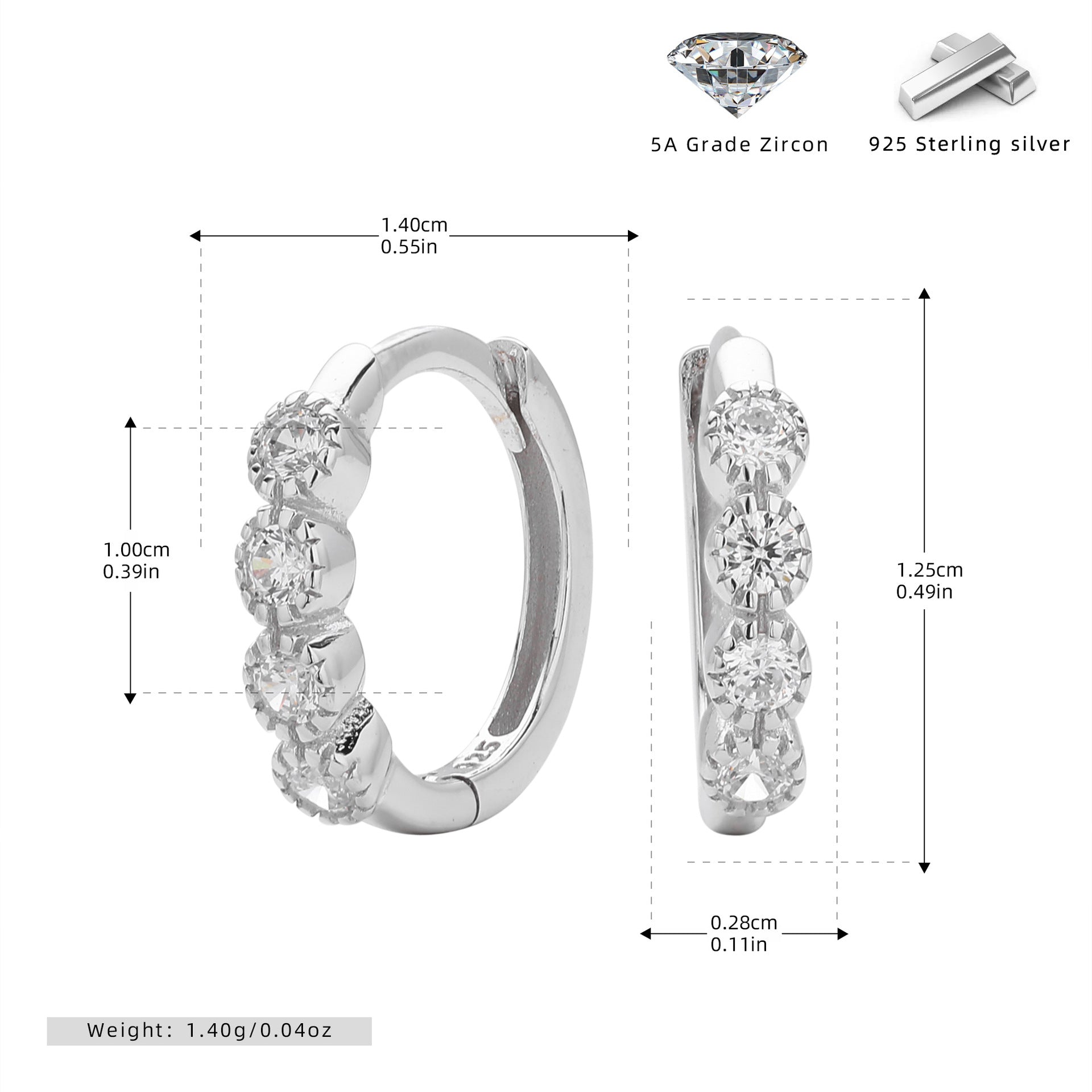 Damen Creolen mit funkelnden Zirkonia aus 925 Sterling Silber Shop Nory