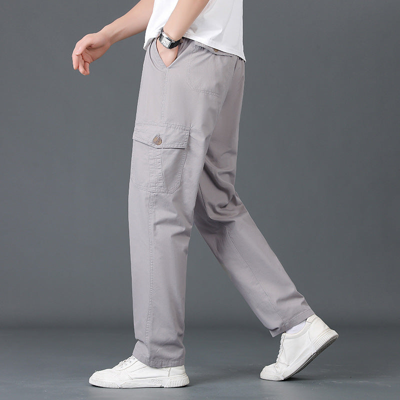 Herren Weite Cargo-Hose mit elastischem Bund, aufgesetzten Klappentaschen & geradem Bein Shop Nory