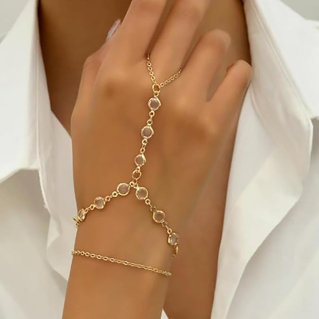 Damen zarte Fußkettchen mit eleganten Glieder- und Kristallakzenten Shop Nory