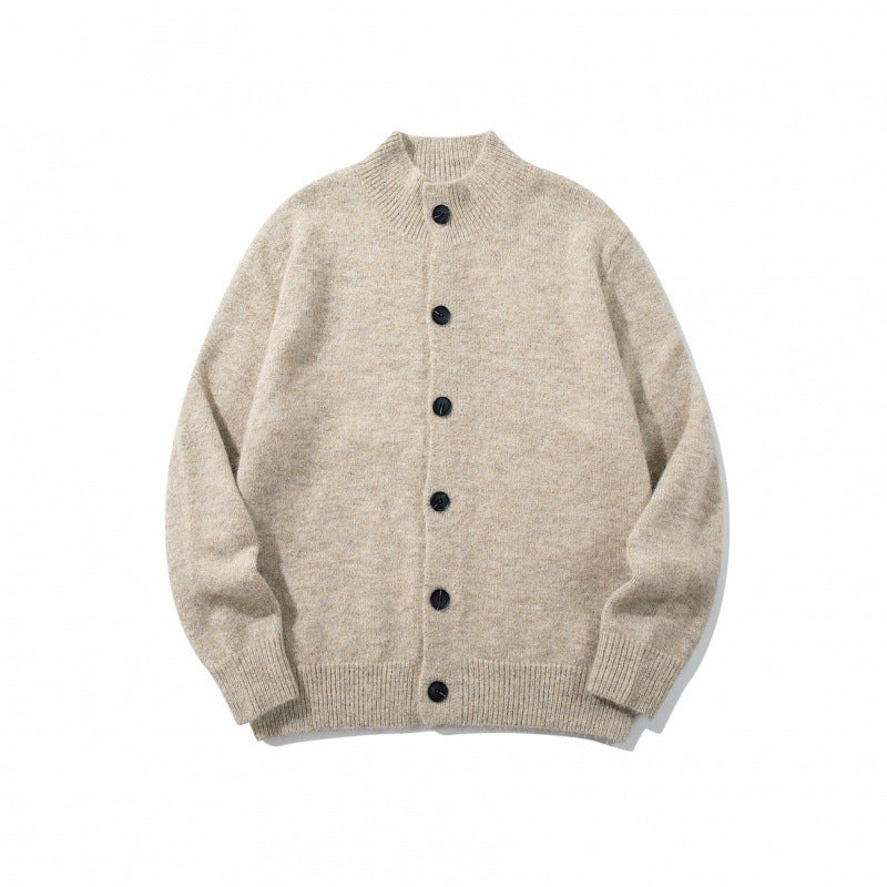Unisex Boxy-Mohair‑Mix‑Cardigan mit halbhohem Kragen und durchgehender Knopfleiste Shop Nory
