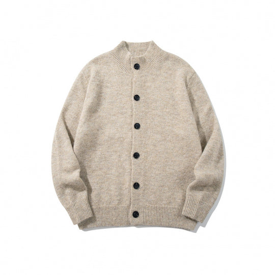 Unisex Boxy-Mohair‑Mix‑Cardigan mit halbhohem Kragen und durchgehender Knopfleiste Shop Nory
