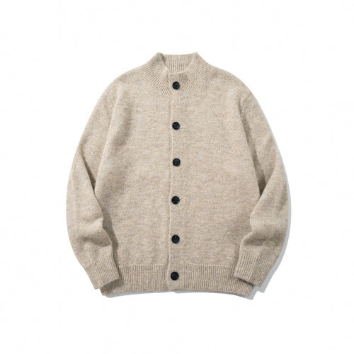 Unisex Boxy-Mohair‑Mix‑Cardigan mit halbhohem Kragen und durchgehender Knopfleiste Shop Nory