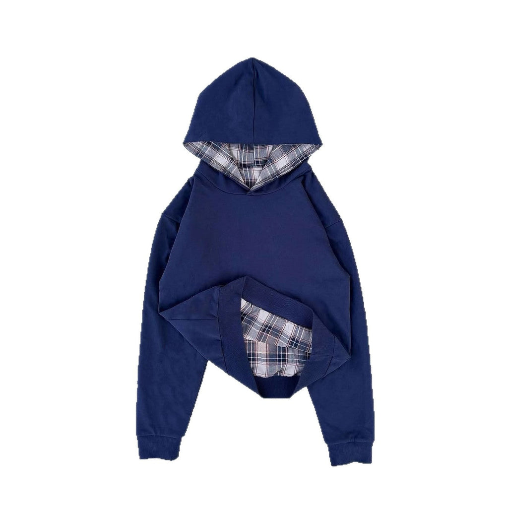 Damen Kapuzenpullover mit modernem Karo-Futter