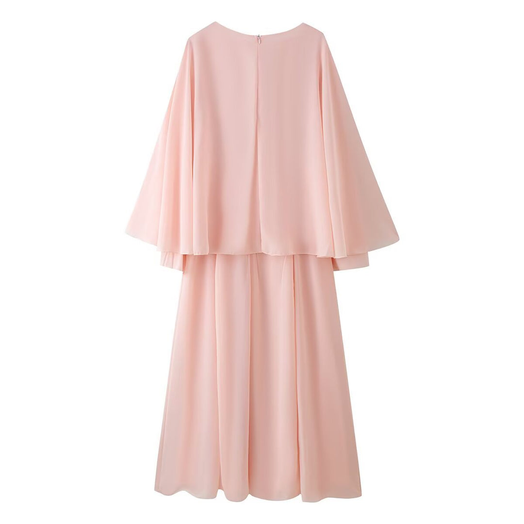 Damen Zweiteiliges Chiffon-Abendset mit Cape-Top und weitem Maxirock Shop Nory