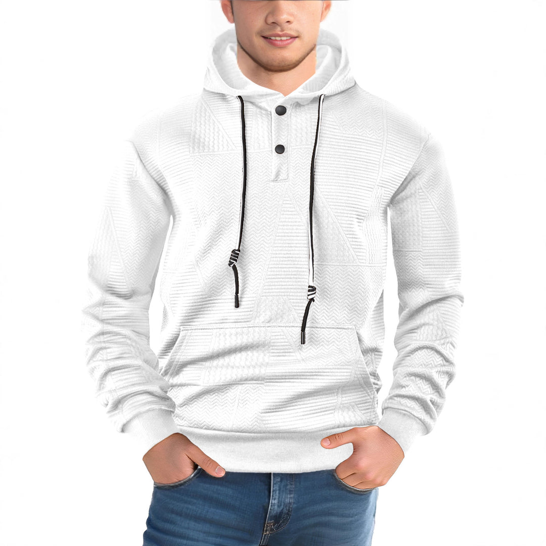 Herren Texturierter Kapuzenpullover mit gesteppter Patchstruktur und Druckknopfleiste Shop Nory