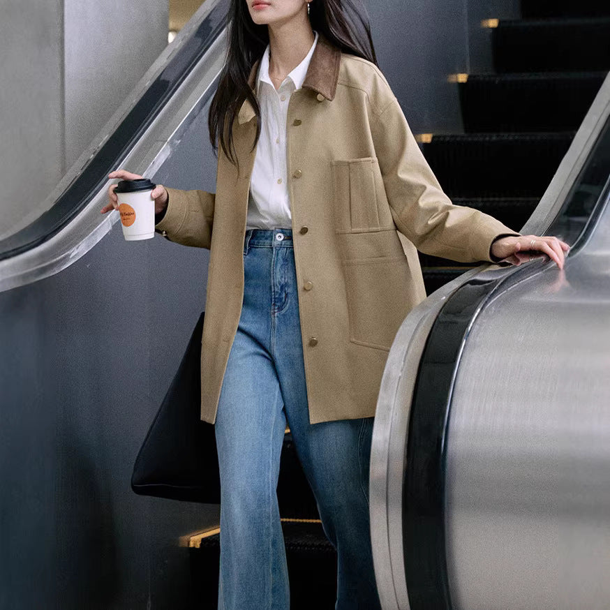 Damen Stylische Oversized-Jacke mit hohem Kragen Shop Nory